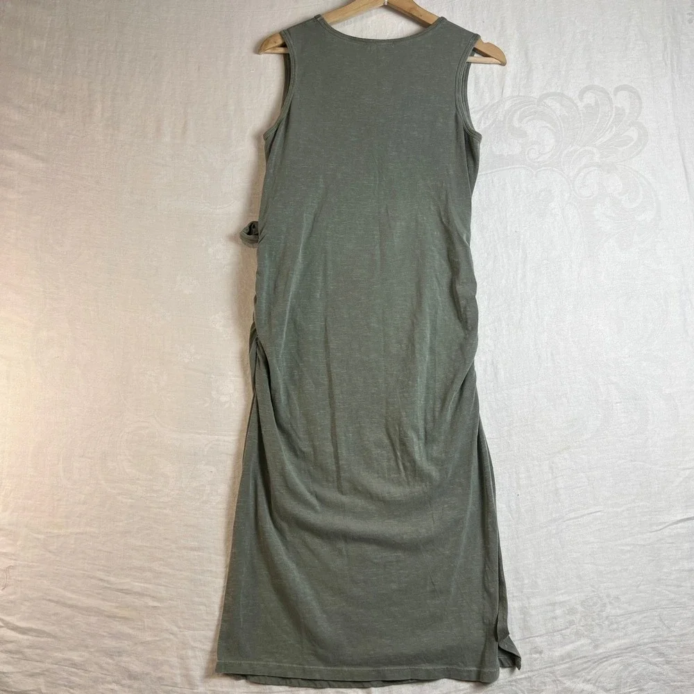 SUNDRY Maxi Dress Size 2 Ruched Side Tie Tank Olive‎ Green Made USA